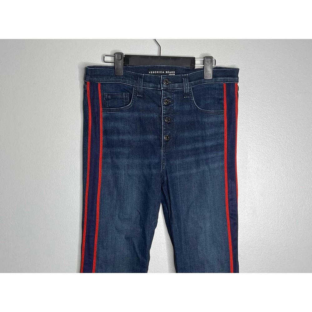 Veronica Beard Carolyn 10" Baby Boot Jeans Size 30 - Mid Rise Medium Wash Blue - Picture 4 of 14